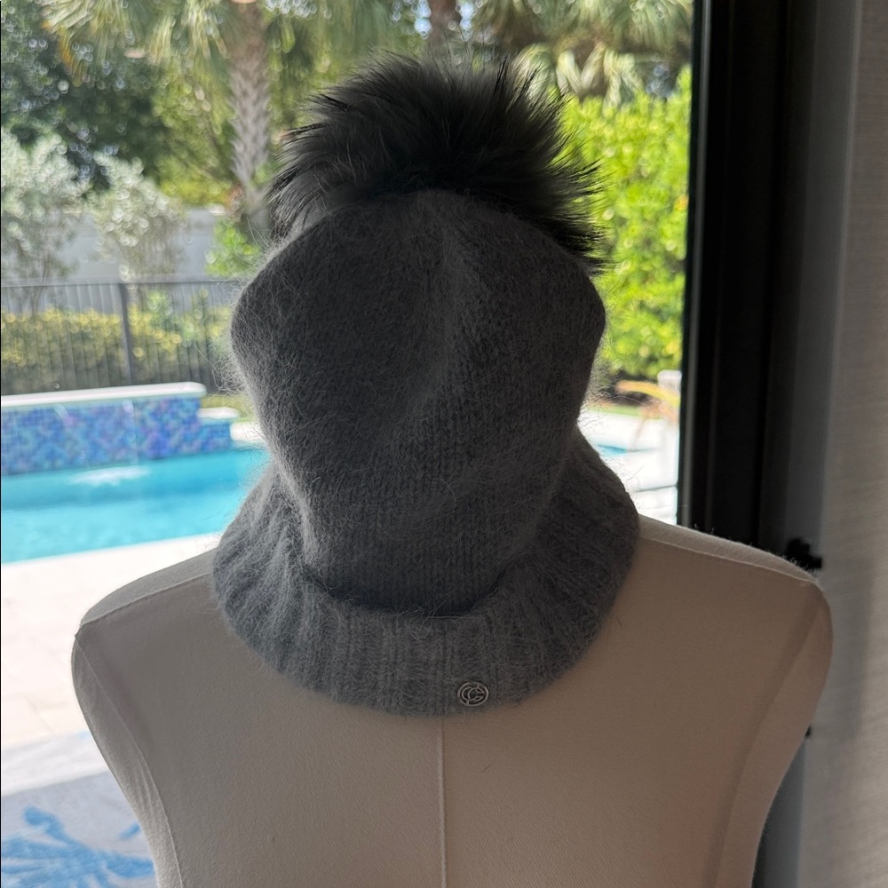 Chaos Angora Knit Hat In Light Gray